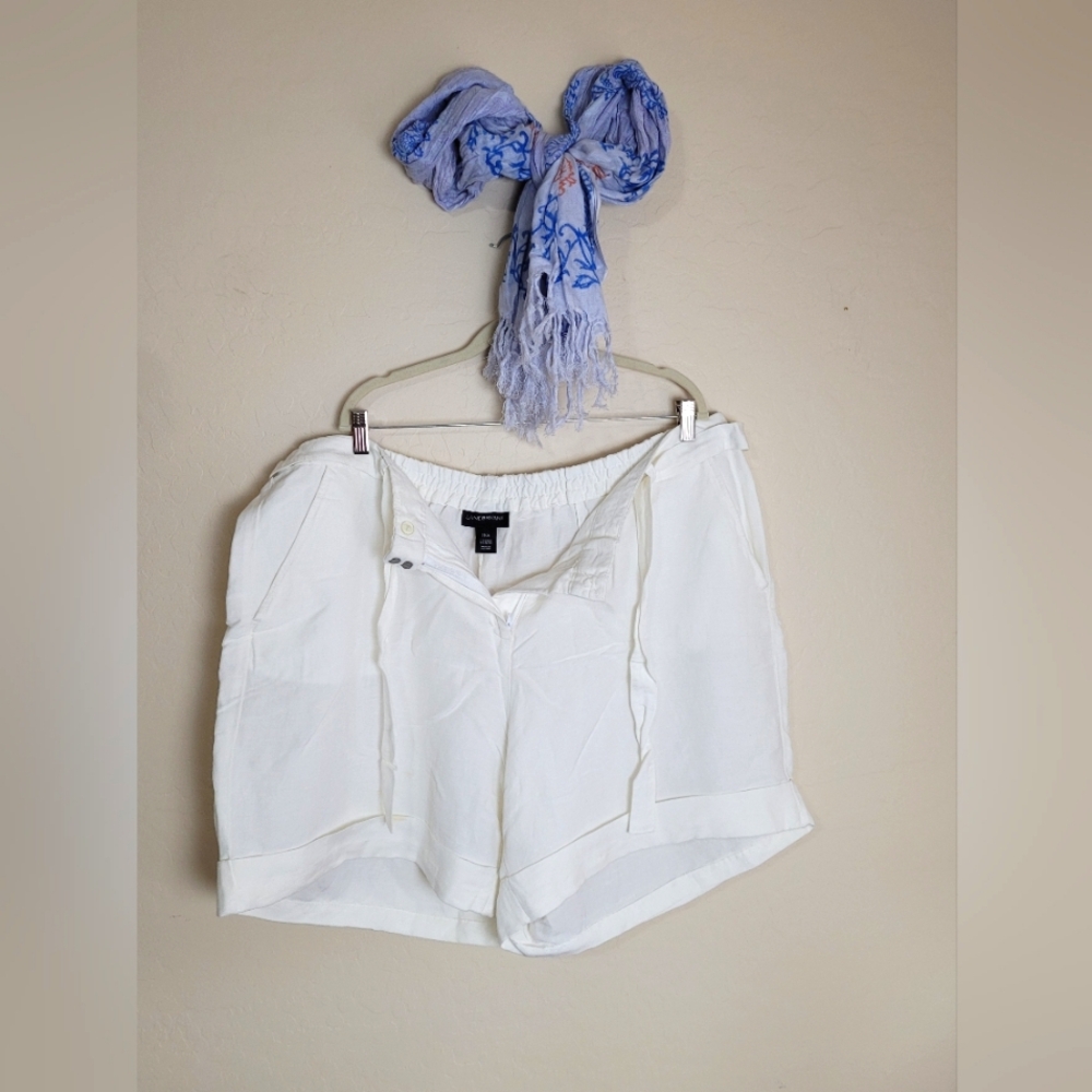 Lane Bryant Linen Cuffed Shorts w/Tie Belt